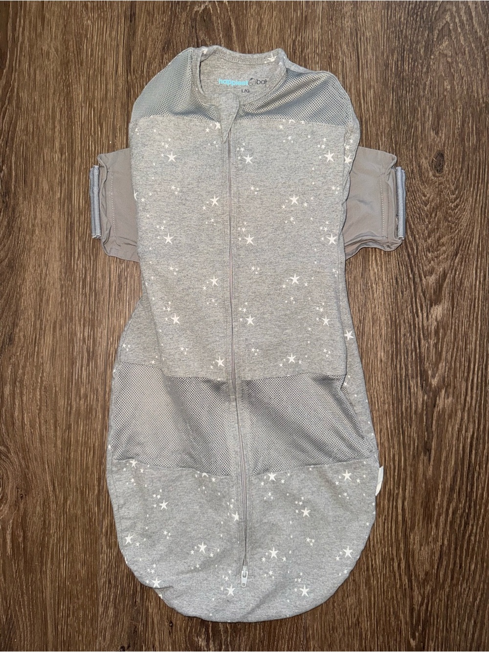 Happiest Baby Snoo Gray Star-Print Baby Sleep Sack - Zip Front Swaddle (Large)